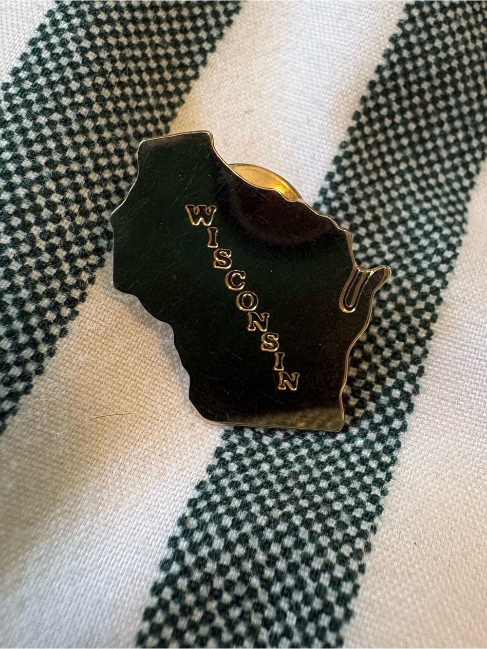 American Vintage Black and Gold Wisconsin State Brooch